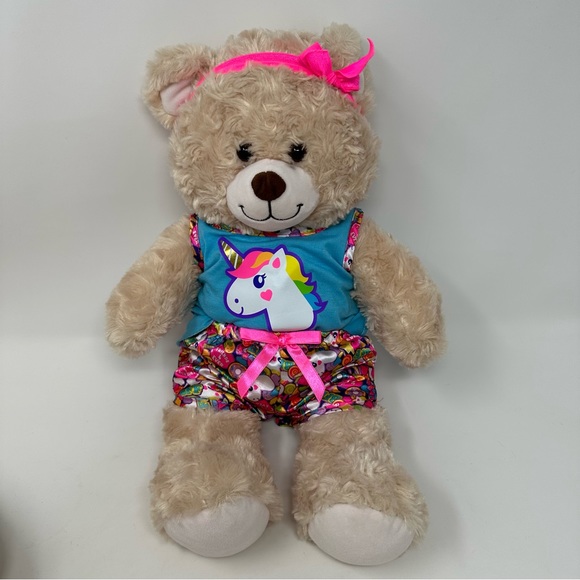 Build-A-Bear Heartbeat Bear Bubblegum Scented Candy Unicorn Satin Shorts & Tank - Picture 6 of 6